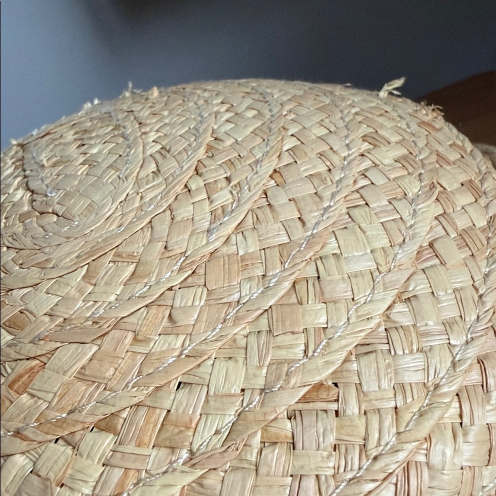 Vintage Liz Claiborne Straw Bowler Rolled Brim Hat Tan With Metal LC Brand Tag - Picture 15 of 17
